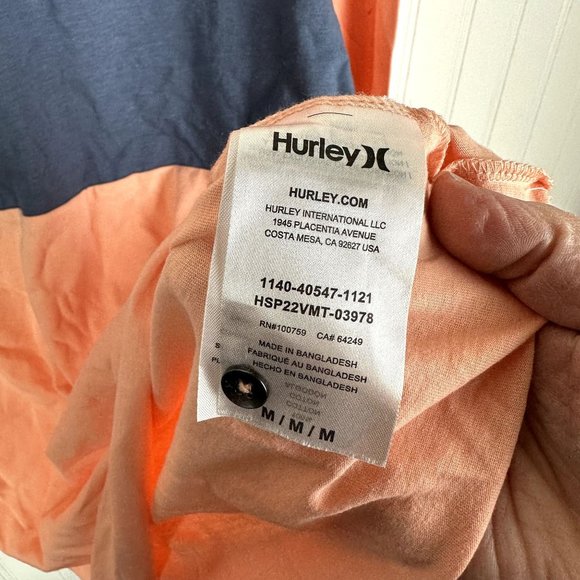 Hurley Men's Orange Henley Size‎ Medium - Picture 4 of 5